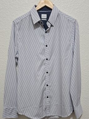 JB Holt Slim-Fit White Micro Dot Dress Shirt